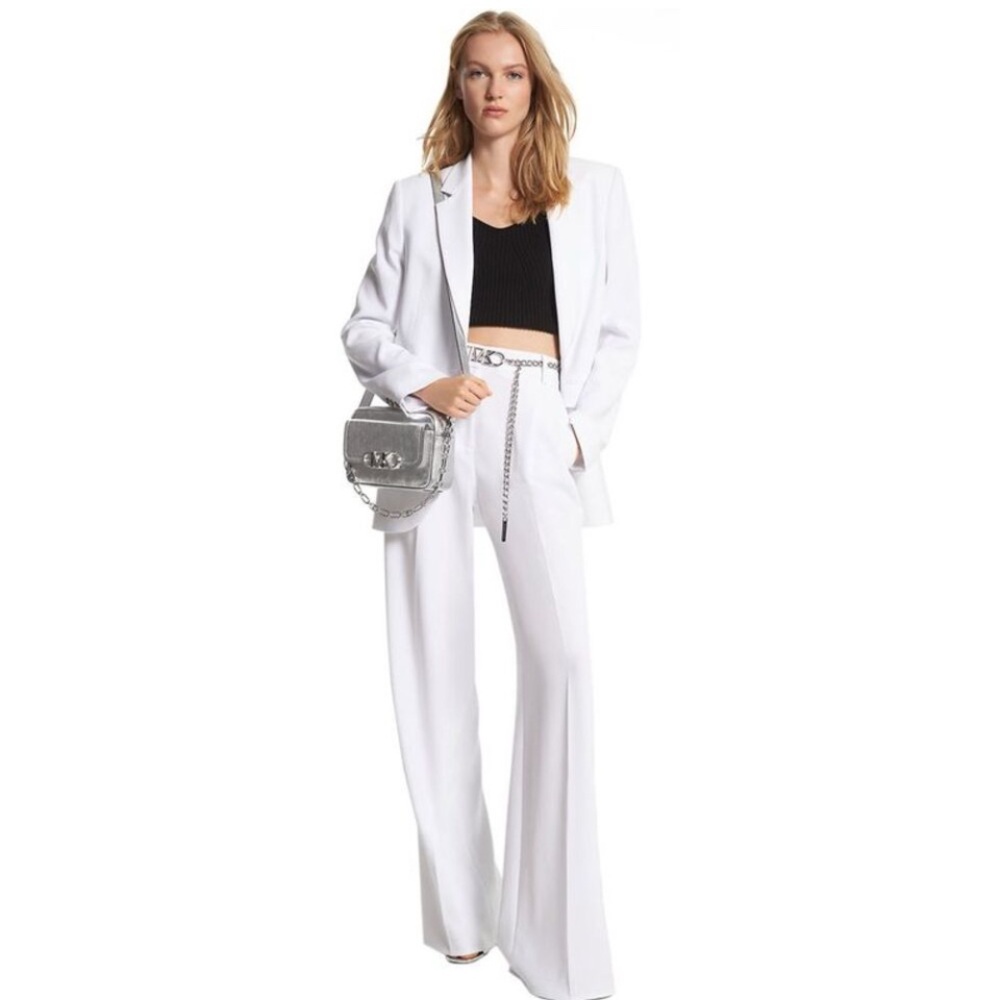 Michael Kors Pleated Crepe Wide Leg Pants White- NWT, size 0